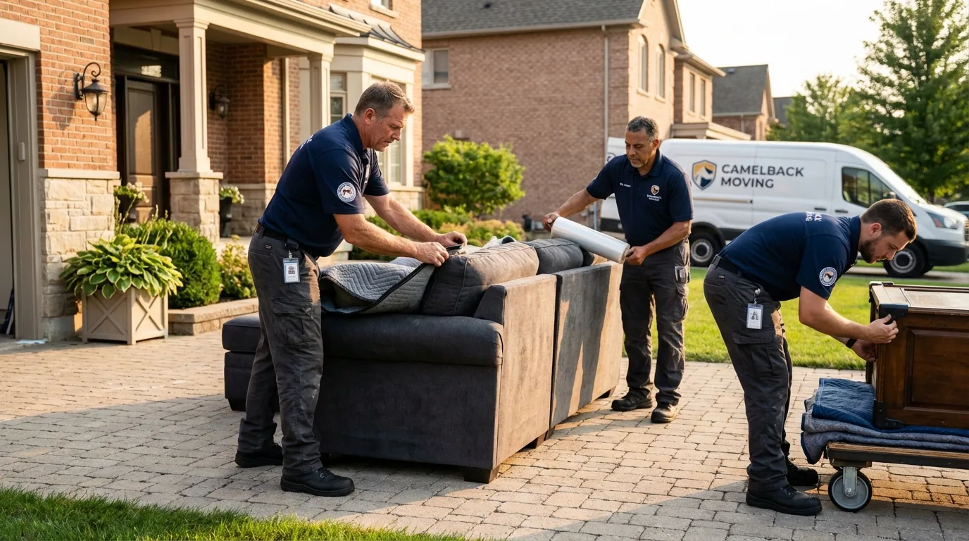 Large estate moving crew wrapping furniture in Hyde, PA
