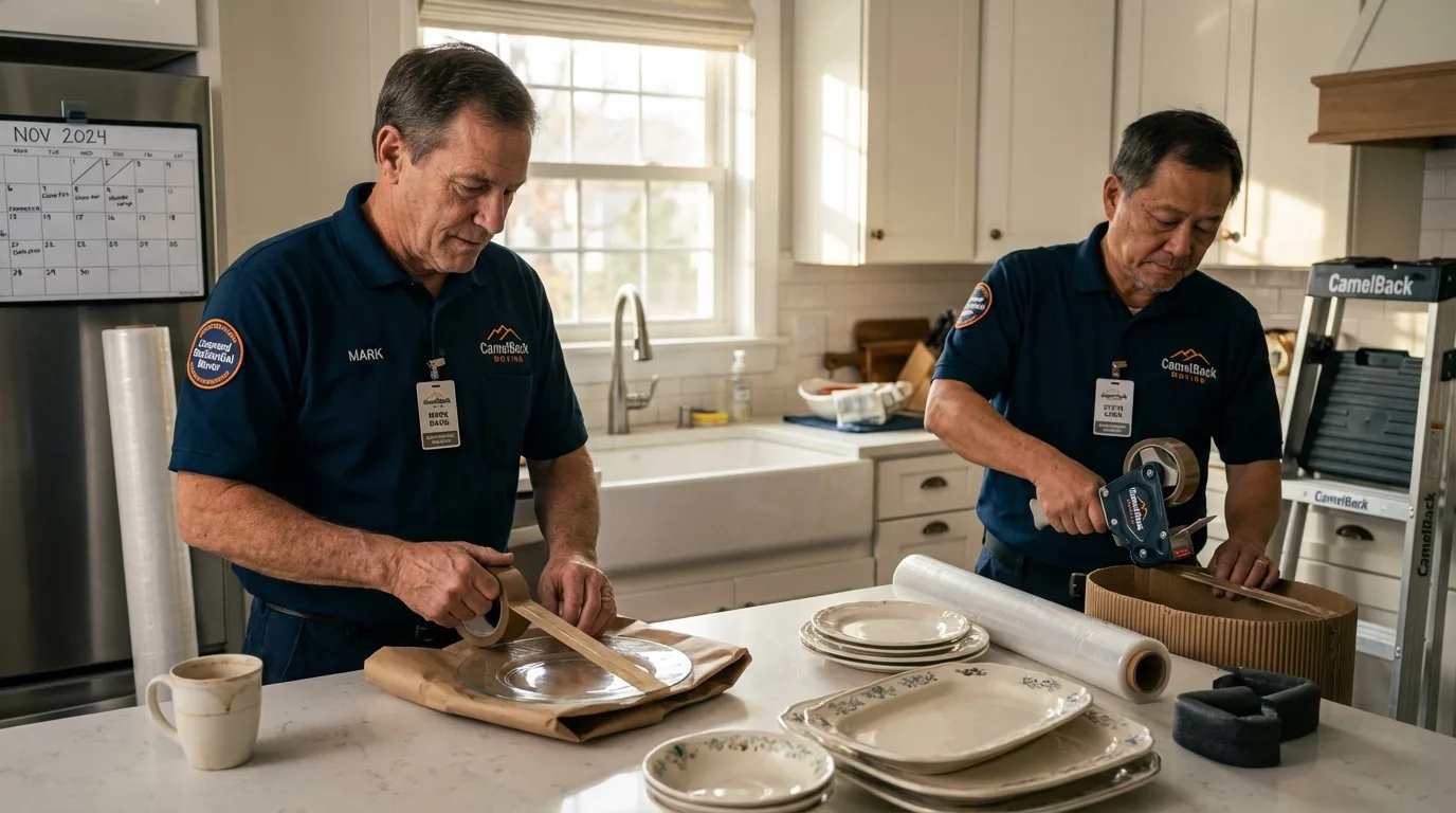 Professional crew packing kitchen dishware in Hyde, PA
